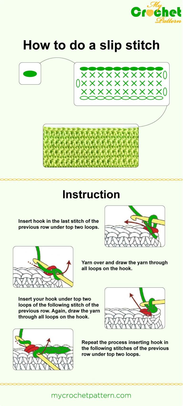 How to do a slip stitch | Mycrochetpattern