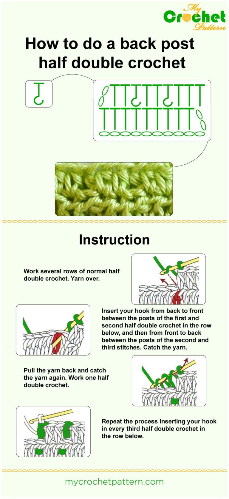 Back post half double crochet tutorial Mycrochetpattern