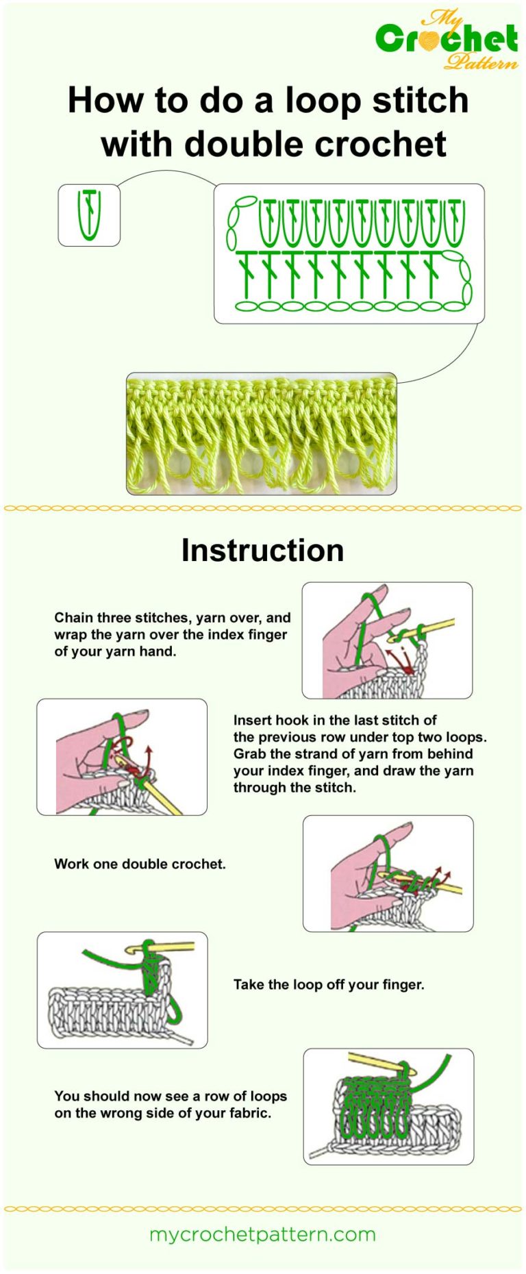 Loop stitch with double crochet tutorial Mycrochetpattern